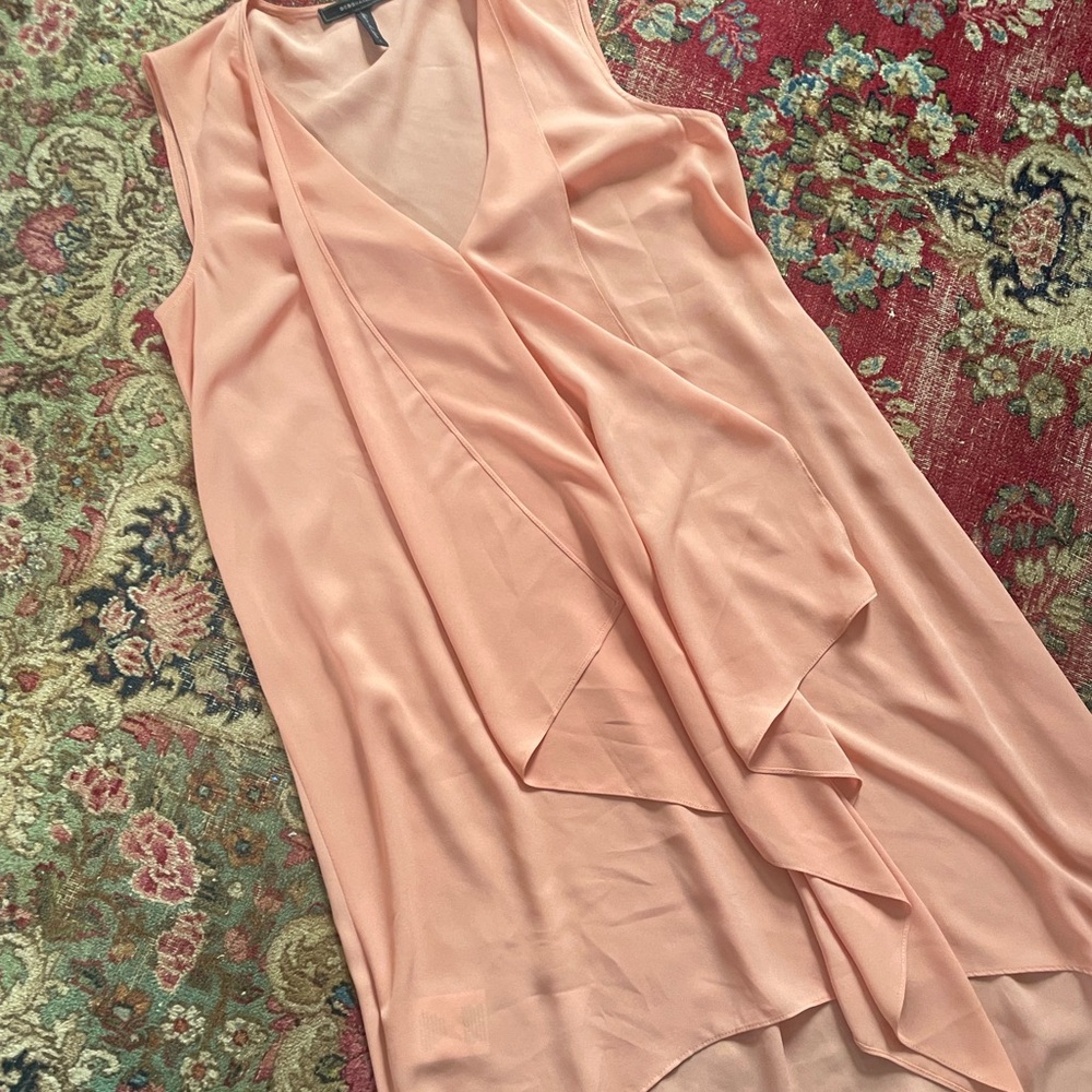 BCBG Max Azria Peach Asymmetrical Draped Sleeveless Dress Hi Low M - Picture 6 of 8